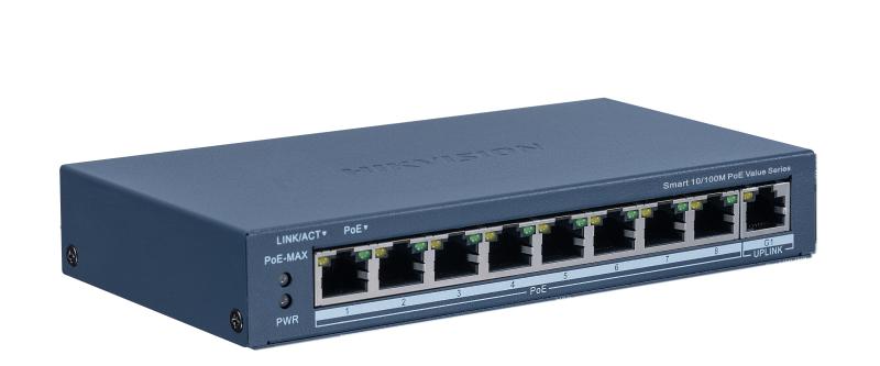 Switch Smart Managed PoE+ de 9 puertos Hikvision