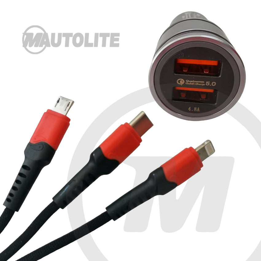 Cargador de cigarrera USB 3.0 - micro USB - USB C - Lighting