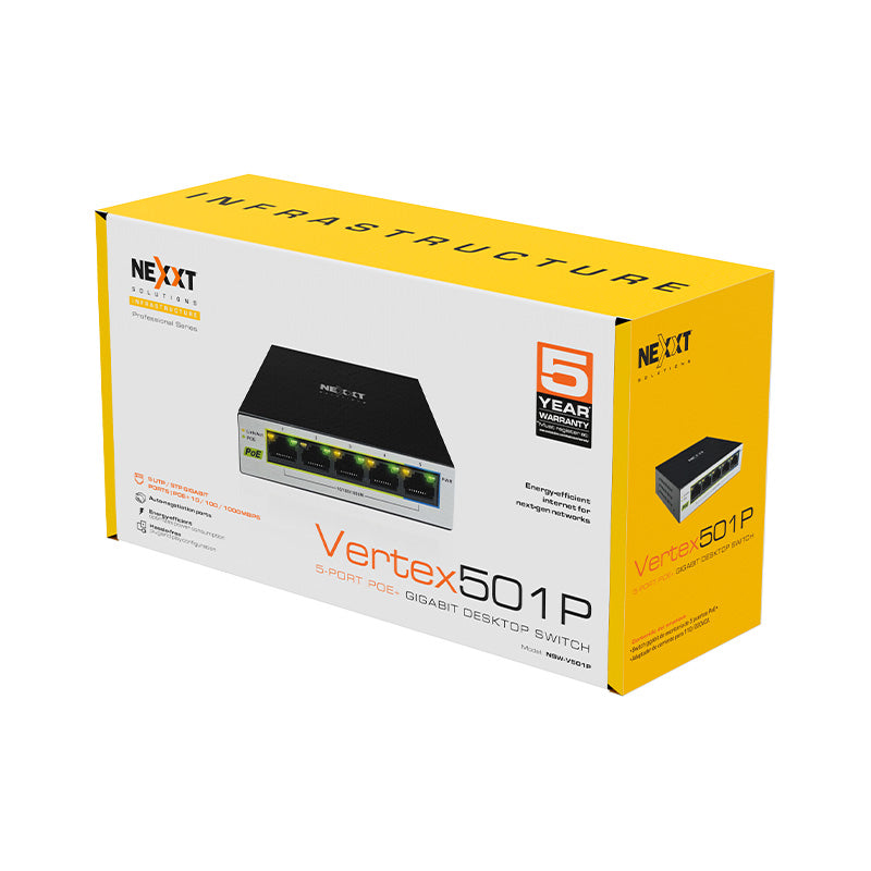 Switch Administrable/No Administrable de escritorio Nexxt Vertex 501P