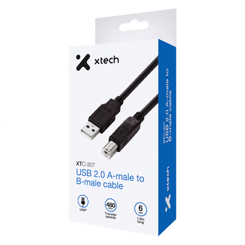 Cable USB 2.0 A-macho a B-macho 6ft Xtech XTC-307