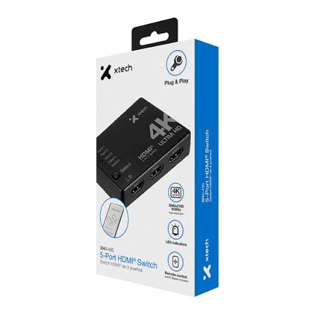 Conmutador HDMI 5 Puertos a 1 Puerto XHA-430 Xtech